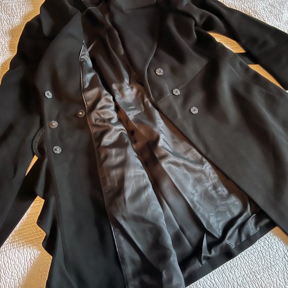 Tahari Black Wool Ruffle Peacoat - Picture 3 of 4